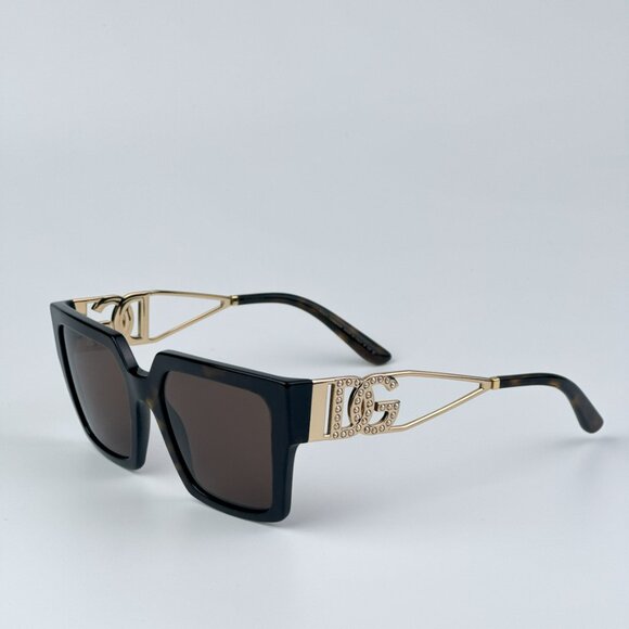 D&G DG4446B 502/73 BRAND NEW Sunglasses Havana Gold Dark Brown Square Women - Picture 1 of 10